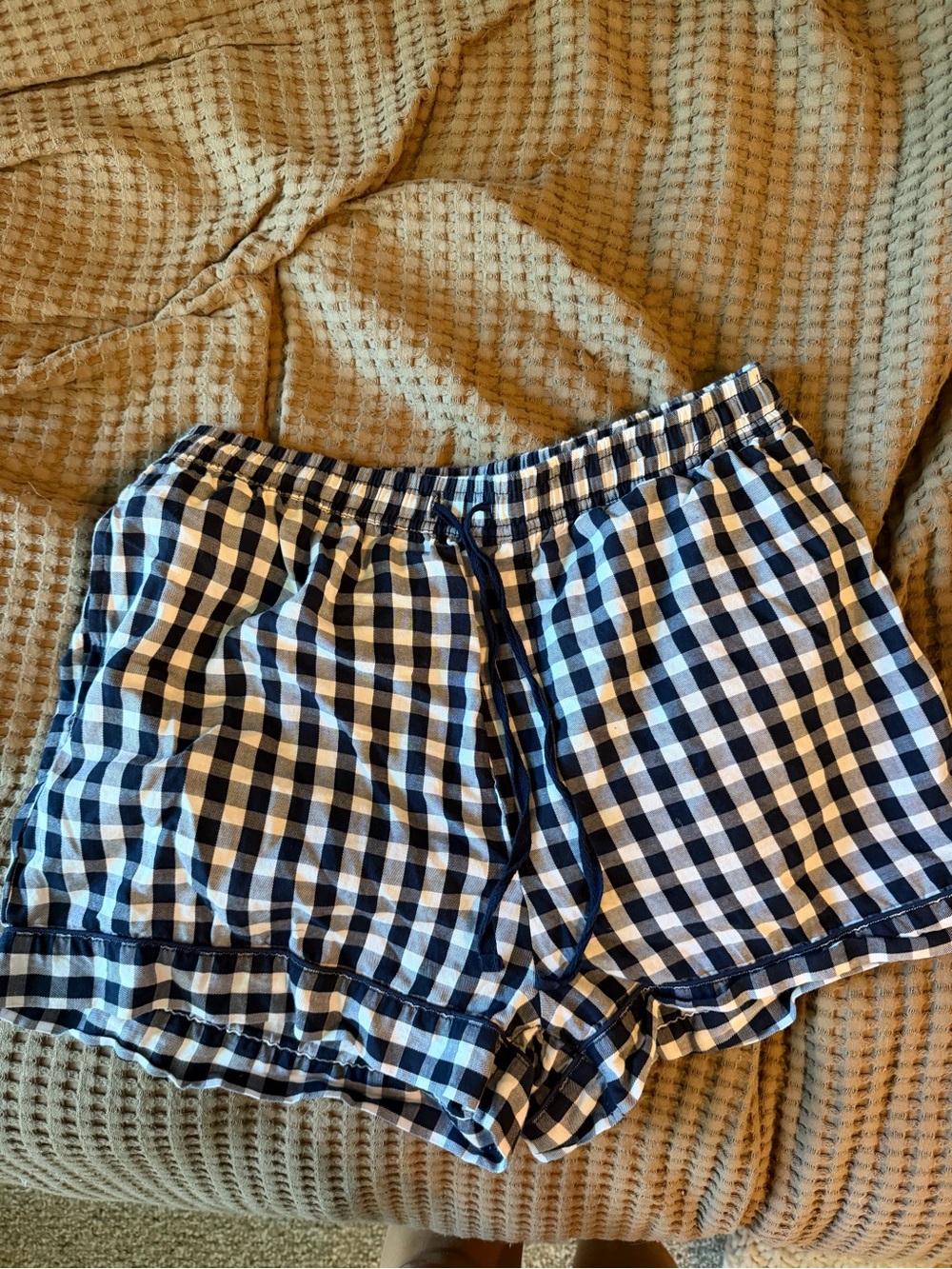 Navy and White Gingham Lounge Shorts
